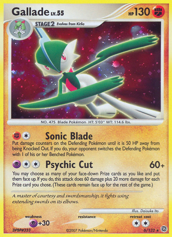 Gallade 6/132 Pokémon Secret Wonders (2007) English card — catalogue reference
