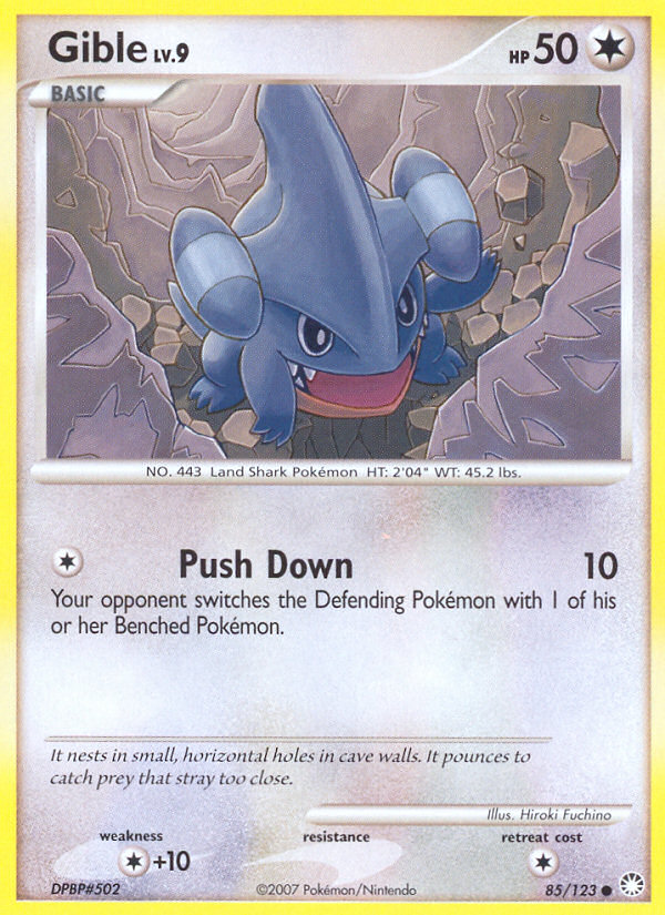 Gible 85/123 Pokémon Mysterious Treasures (2007) English card — catalogue reference