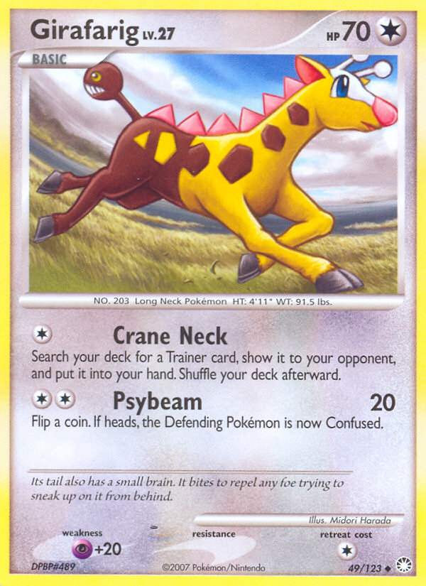 Girafarig 49/123 Pokémon Mysterious Treasures (2007) English card — catalogue reference