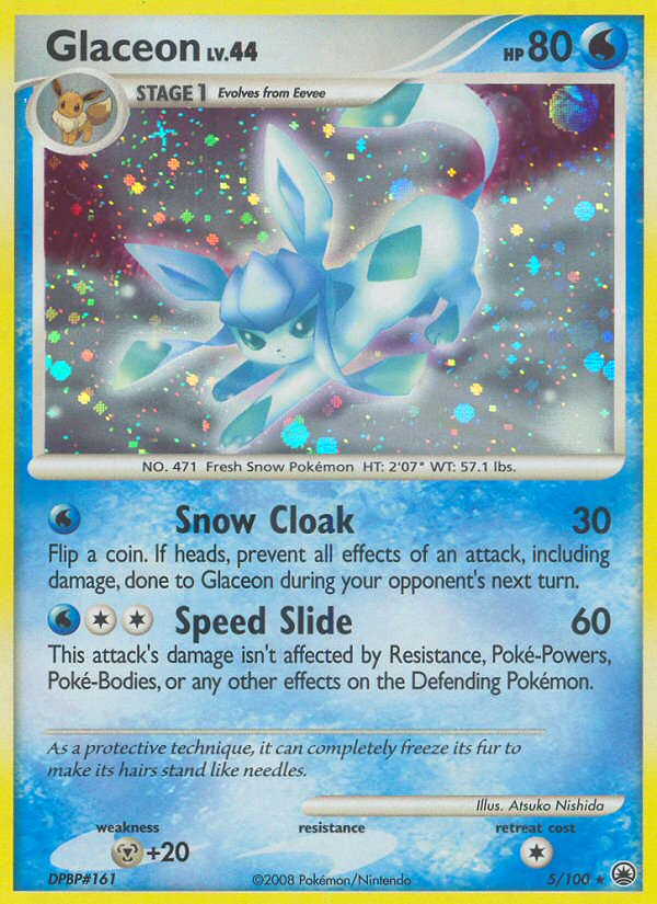 Glaceon 5/100 Pokémon Majestic Dawn (2008) English card — catalogue reference