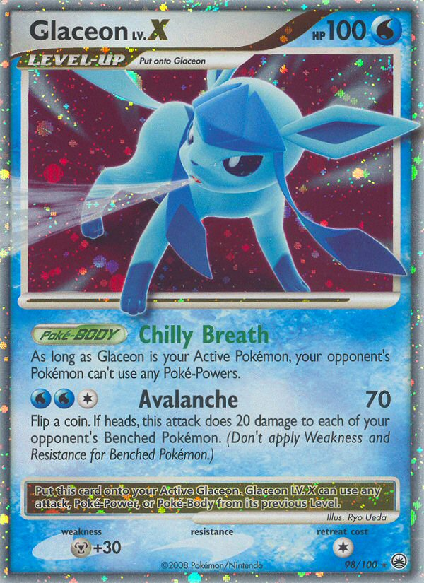 Glaceon LV.X 98/100 Pokémon Majestic Dawn (2008) English card — catalogue reference