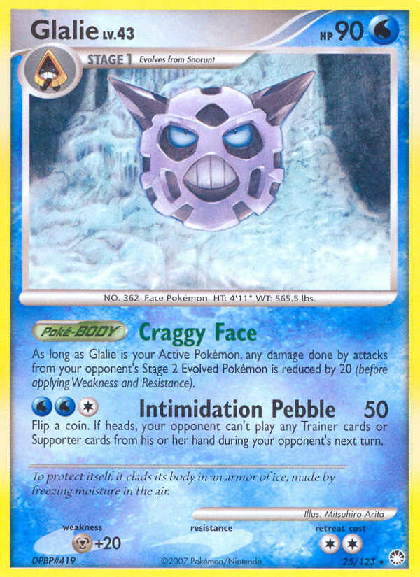 Glalie 25/123 Pokémon Mysterious Treasures (2007) English card — catalogue reference