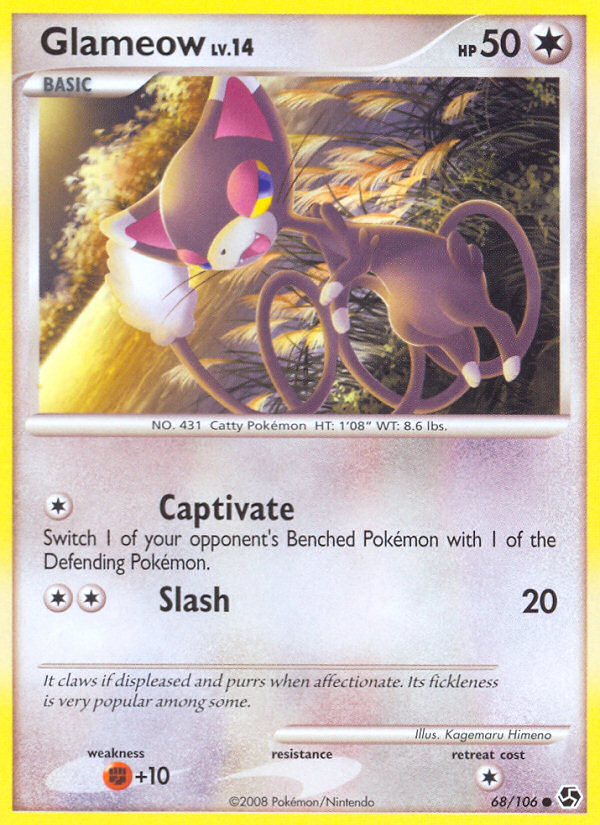 Glameow 68/106 Pokémon Great Encounters (2008) English card — catalogue reference