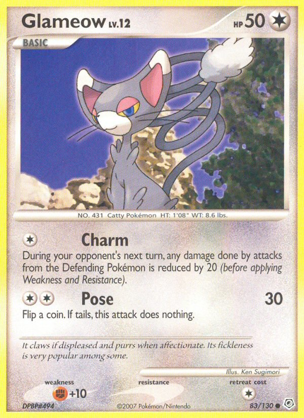 Glameow 83/130 Pokémon Diamond & Pearl (2007) English card — catalogue reference