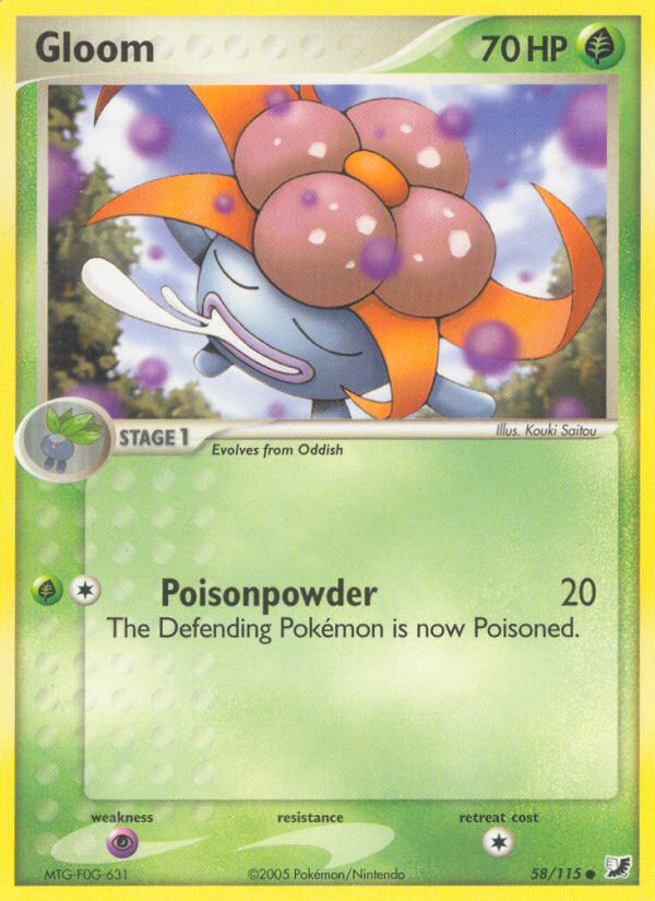 Gloom 58/115 Pokémon EX Unseen Forces (2005) English card — catalogue reference