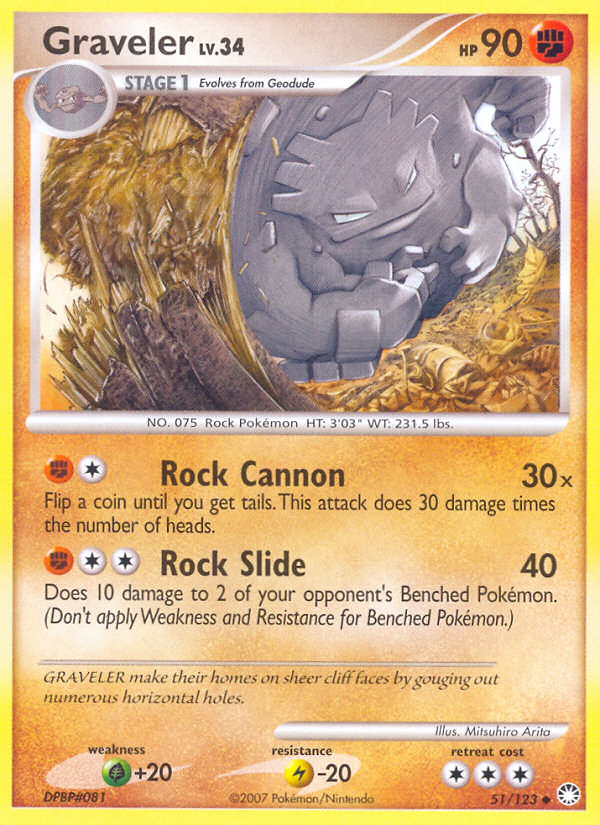 Graveler 51/123 Pokémon Mysterious Treasures (2007) English card — catalogue reference