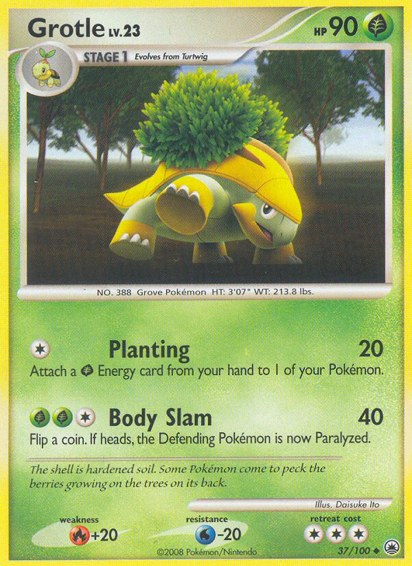 Grotle 37/100 Pokémon Majestic Dawn (2008) English card — catalogue reference