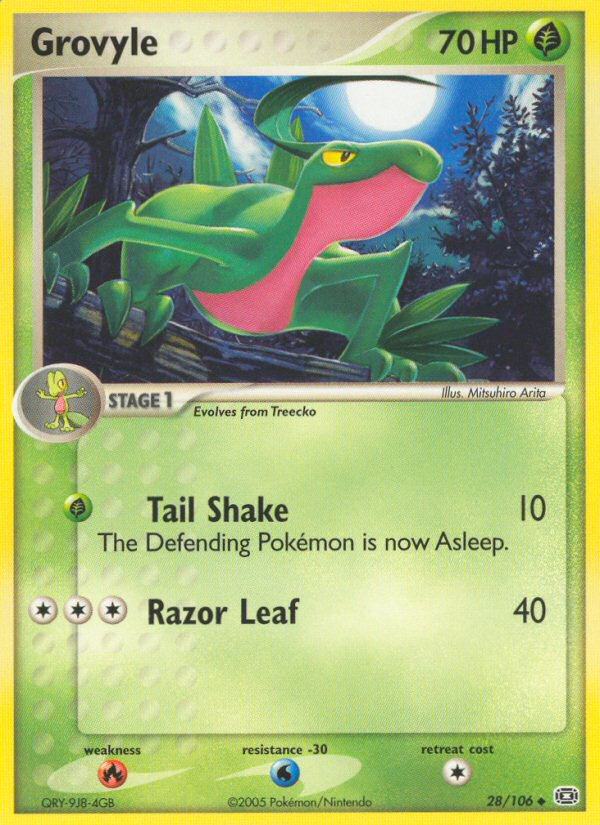 Grovyle 28/106 Pokémon EX Emerald (2005) English card — catalogue reference