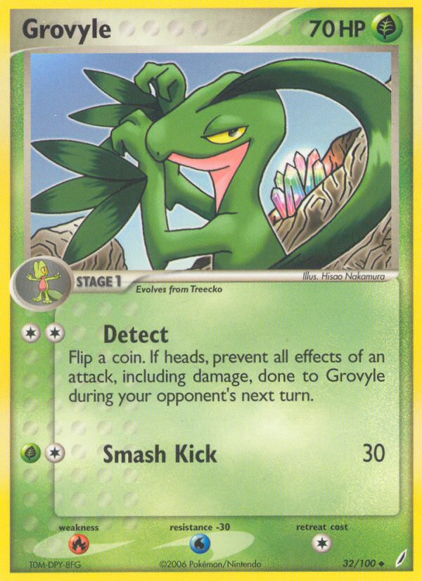 Grovyle 32/100 Pokémon EX Crystal Guardians (2006) English card — catalogue reference