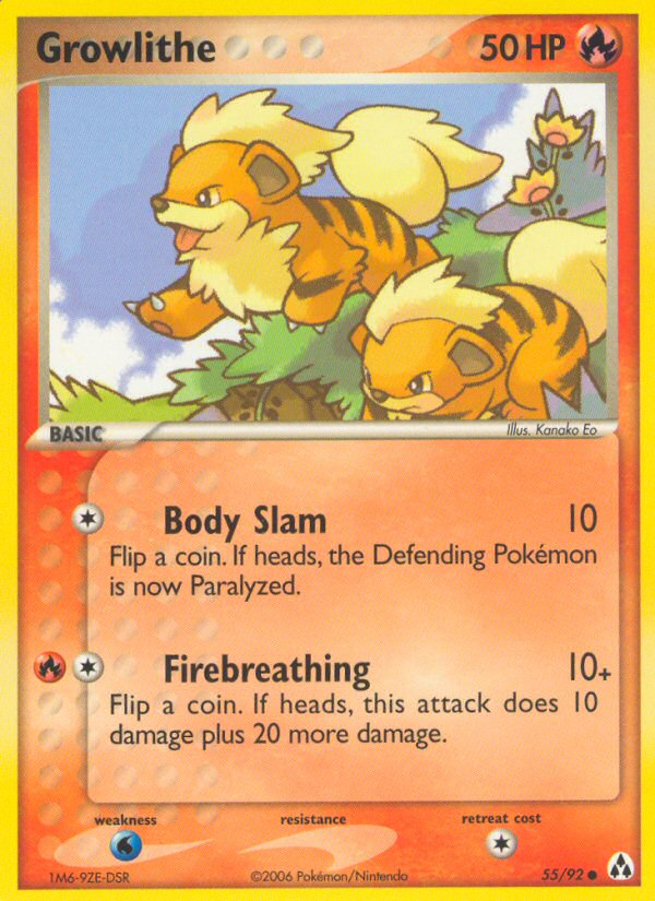 Growlithe 55/92 Pokémon EX Legend Maker (2006) English card — catalogue reference