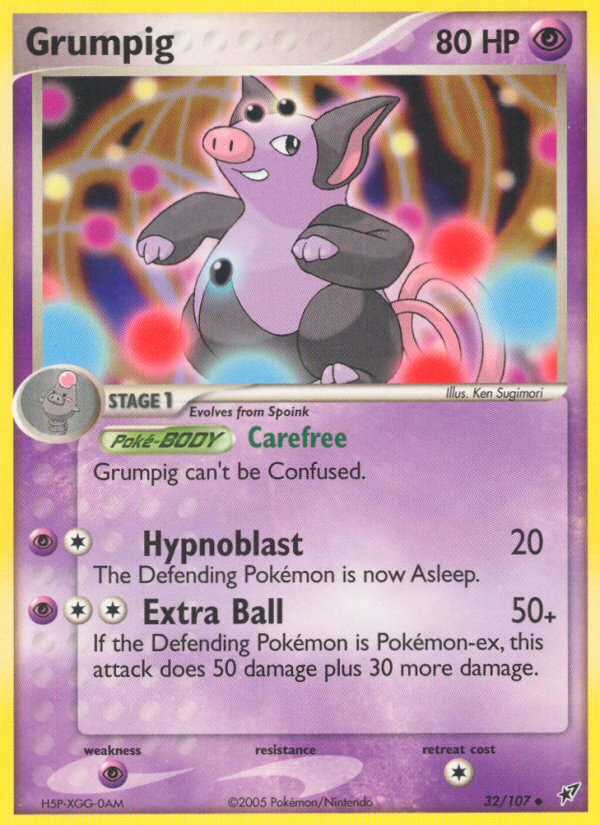 Grumpig 32/107 Pokémon EX Deoxys (2005) English card — catalogue reference