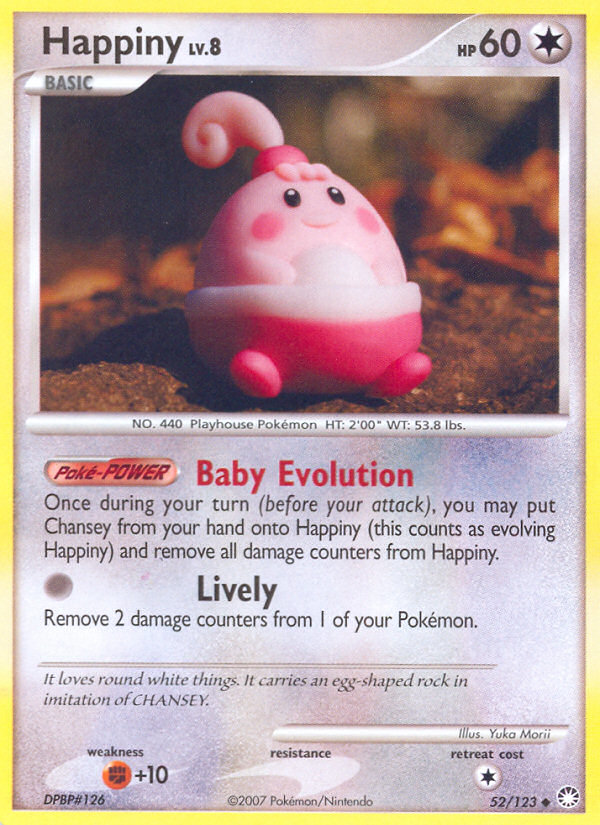 Happiny 52/123 Pokémon Mysterious Treasures (2007) English card — catalogue reference