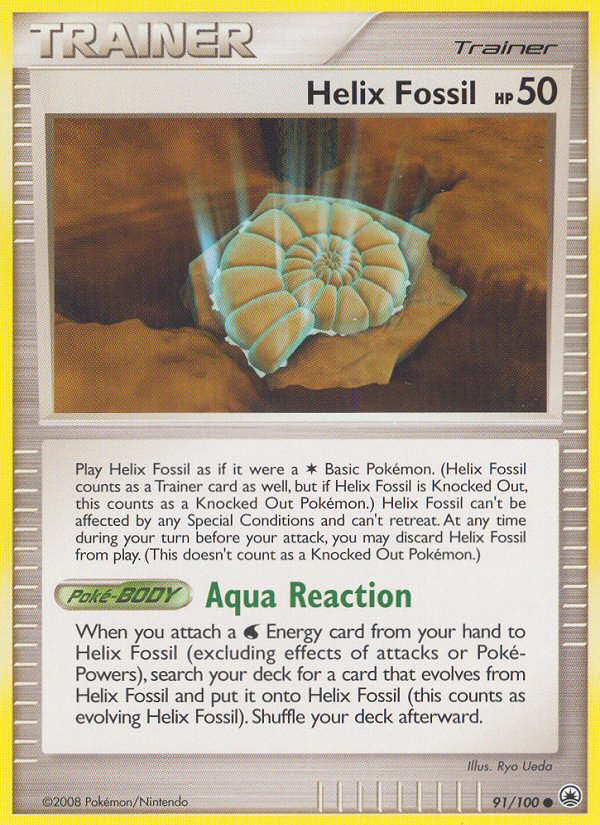 Helix Fossil 91/100 Pokémon Majestic Dawn (2008) English card — catalogue reference