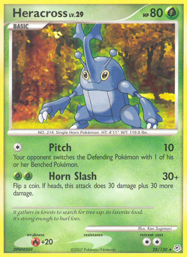 Heracross 28/130 Pokémon Diamond & Pearl (2007) English card — catalogue reference