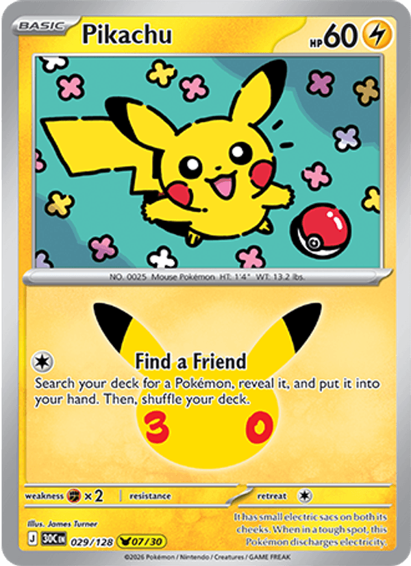 Pikachu 29/128 — Pokémon 30th Celebration catalogue reference