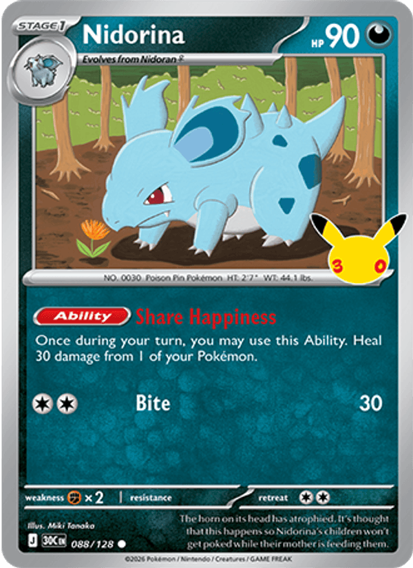 Nidorina 88/128 — Pokémon 30th Celebration catalogue reference