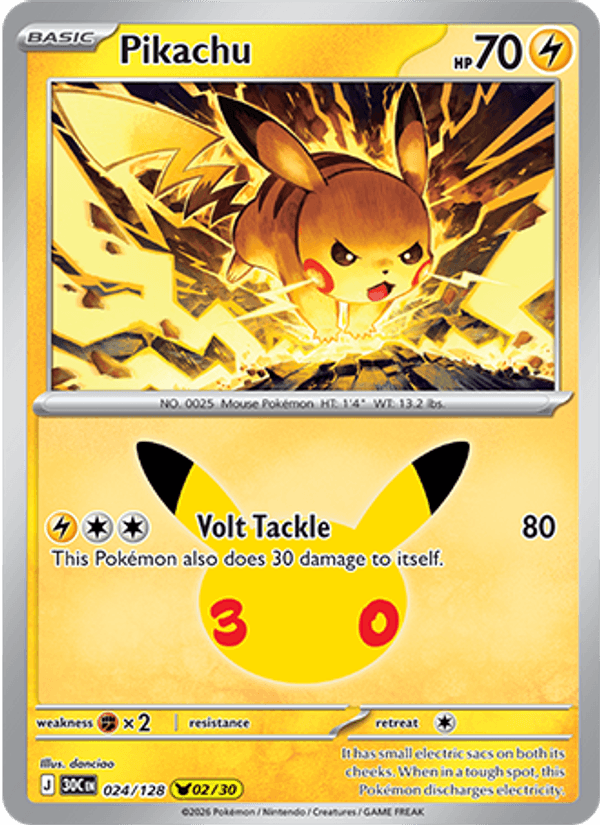 Pikachu 24/128 — Pokémon 30th Celebration catalogue reference