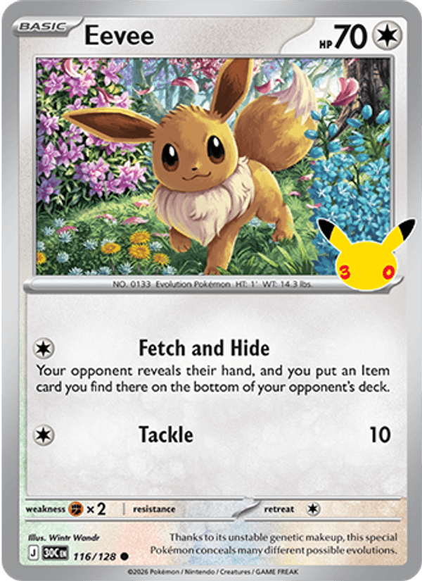 Eevee 116/128 — Pokémon 30th Celebration catalogue reference