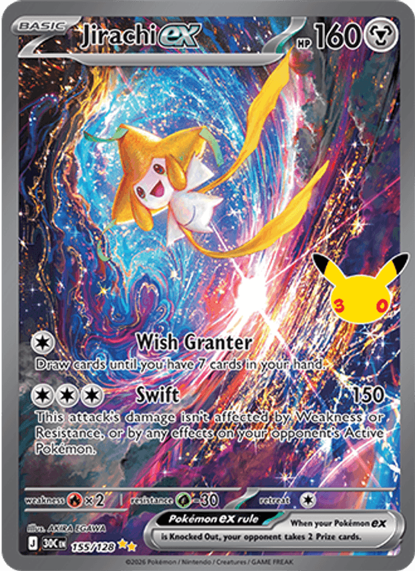Jirachi ex 155/128 — Pokémon 30th Celebration catalogue reference