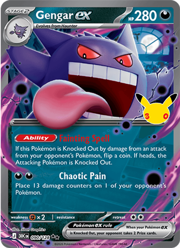 Gengar ex 90/128 — Pokémon 30th Celebration catalogue reference
