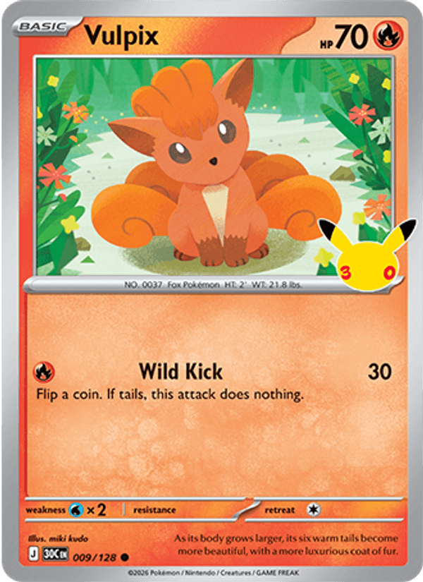 Vulpix 9/128 — Pokémon 30th Celebration catalogue reference