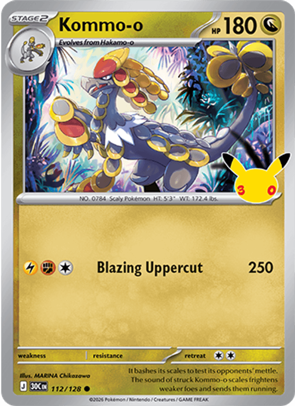 Kommo-o 112/128 — Pokémon 30th Celebration catalogue reference