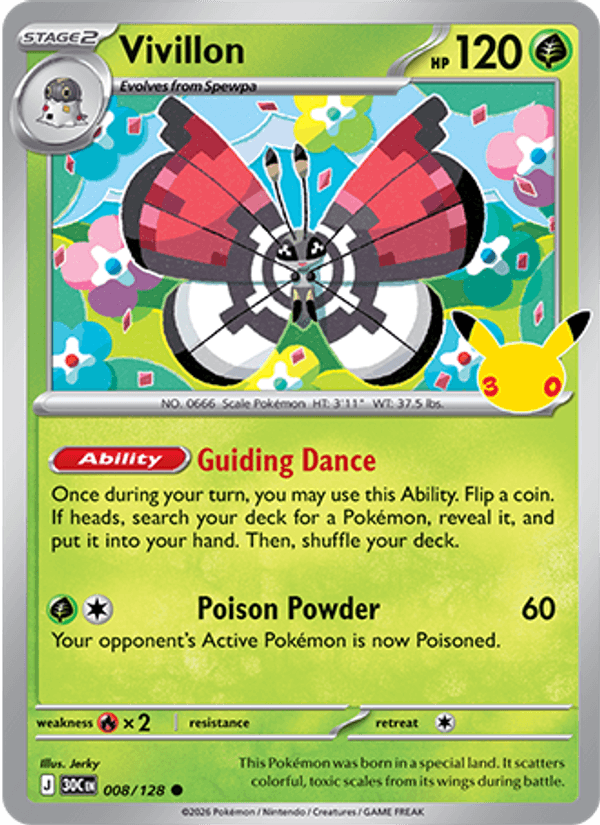 Vivillon 8/128 — Pokémon 30th Celebration catalogue reference