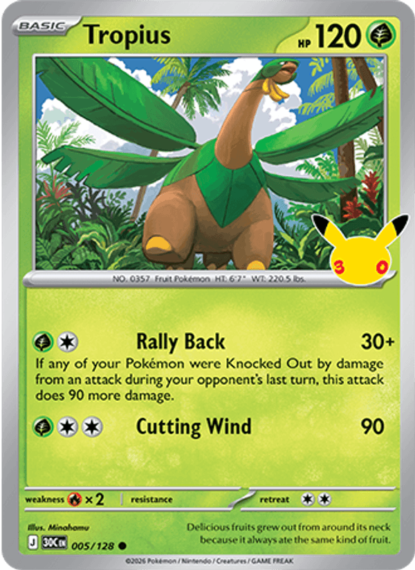 Tropius 5/128 — Pokémon 30th Celebration catalogue reference