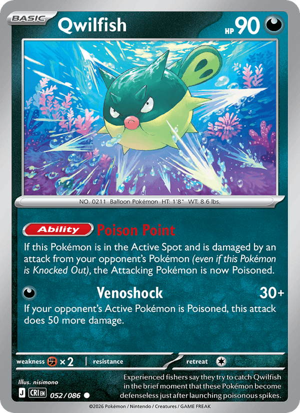 Qwilfish 52/86 — Pokémon Chaos Rising catalogue reference