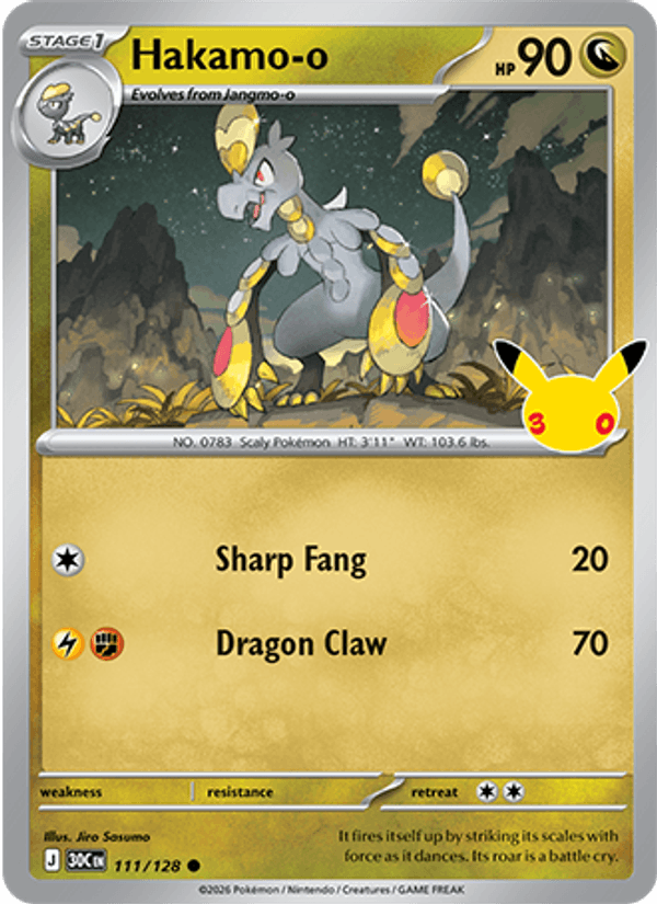 Hakamo-o 111/128 — Pokémon 30th Celebration catalogue reference