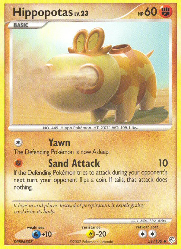Hippopotas 51/130 Pokémon Diamond & Pearl (2007) English card — catalogue reference