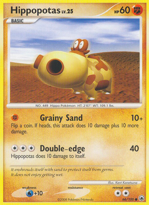 Hippopotas 66/100 Pokémon Majestic Dawn (2008) English card — catalogue reference