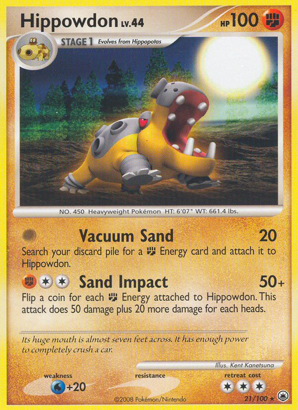 Hippowdon 21/100 Pokémon Majestic Dawn (2008) English card — catalogue reference