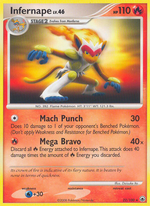 Infernape 22/100 Pokémon Majestic Dawn (2008) English card — catalogue reference