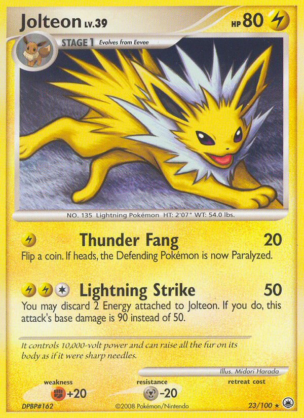 Jolteon 23/100 Pokémon Majestic Dawn (2008) English card — catalogue reference
