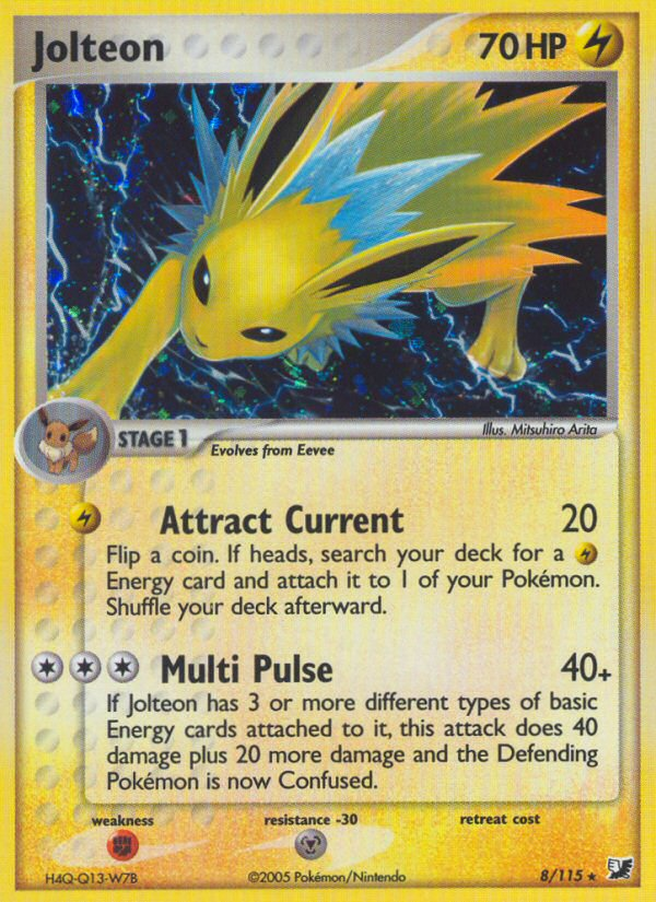 Jolteon 8/115 Pokémon EX Unseen Forces (2005) English card — catalogue reference