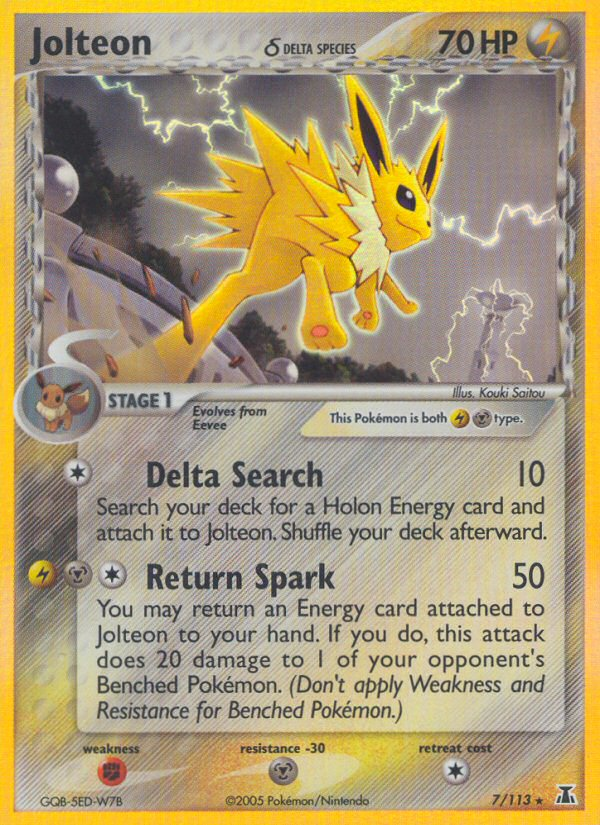 Jolteon δ 7/113 Pokémon EX Delta Species (2005) English card — catalogue reference