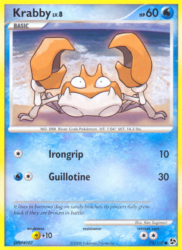 Krabby 75/106 Pokémon Great Encounters (2008) English card — catalogue reference
