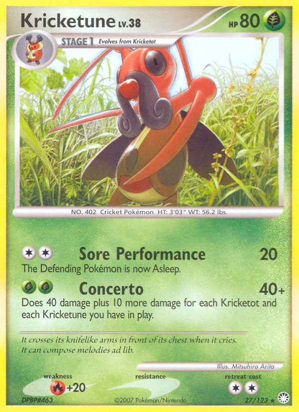 Kricketune 27/123 Pokémon Mysterious Treasures (2007) English card — catalogue reference