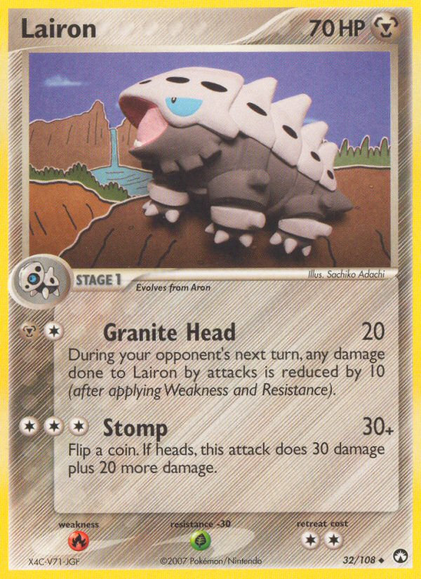 Lairon 32/108 Pokémon EX Power Keepers (2007) English card — catalogue reference