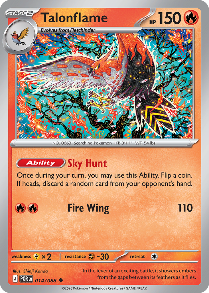 Talonflame 14/88 — English Pokémon Perfect Order (2026)