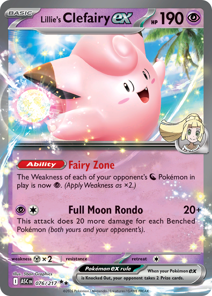 Lillie's Clefairy ex 76/217 — English Pokémon Ascended Heroes (2026)