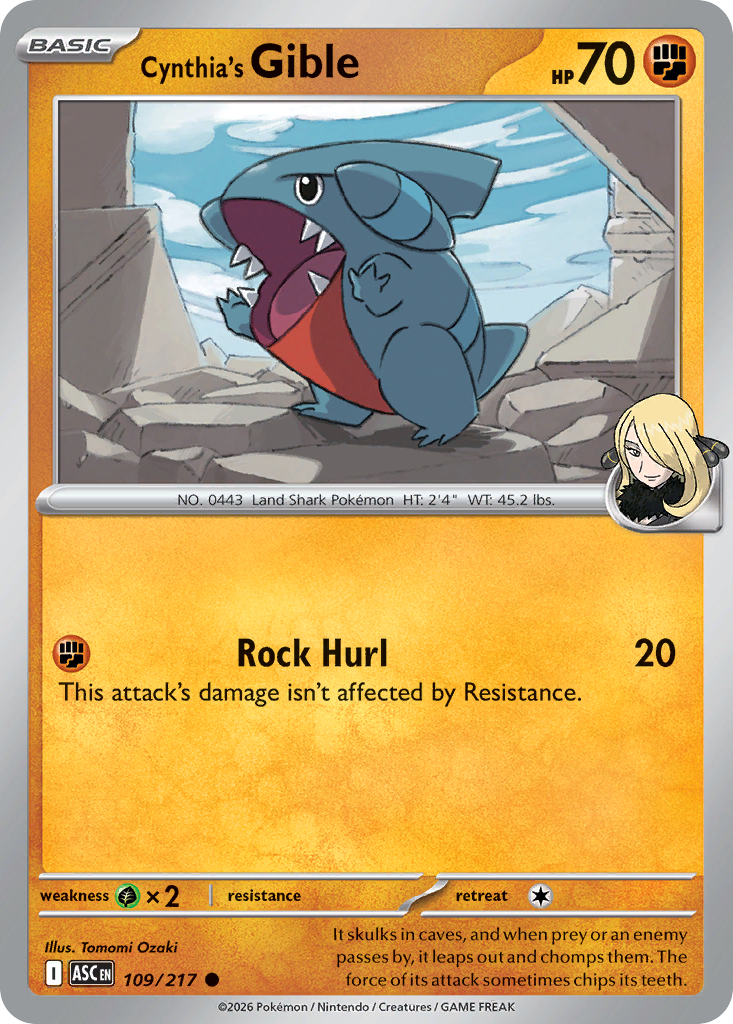 Cynthia's Gible 109/217 — English Pokémon Ascended Heroes (2026)