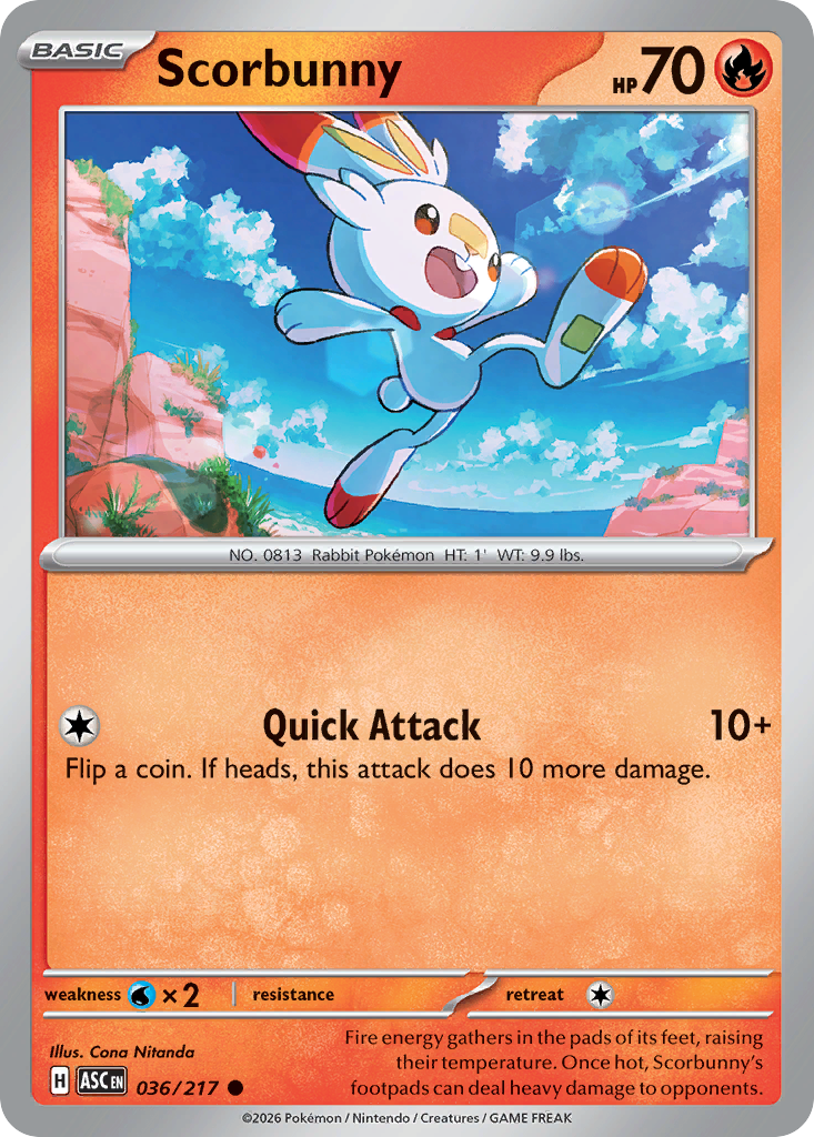 Scorbunny 36/217 — English Pokémon Ascended Heroes (2026)