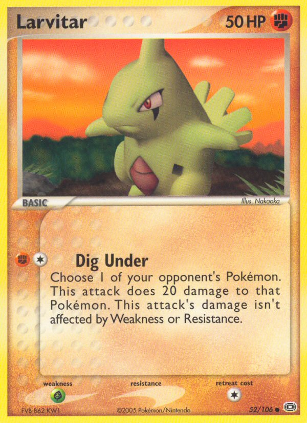 Larvitar 52/106 Pokémon EX Emerald (2005) English card — catalogue reference