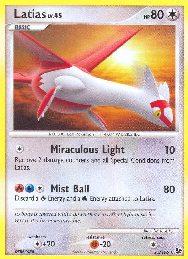 Latias 22/106 Pokémon Great Encounters (2008) English card — catalogue reference