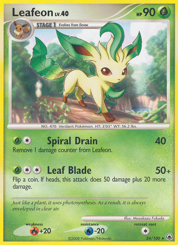 Leafeon 24/100 Pokémon Majestic Dawn (2008) English card — catalogue reference