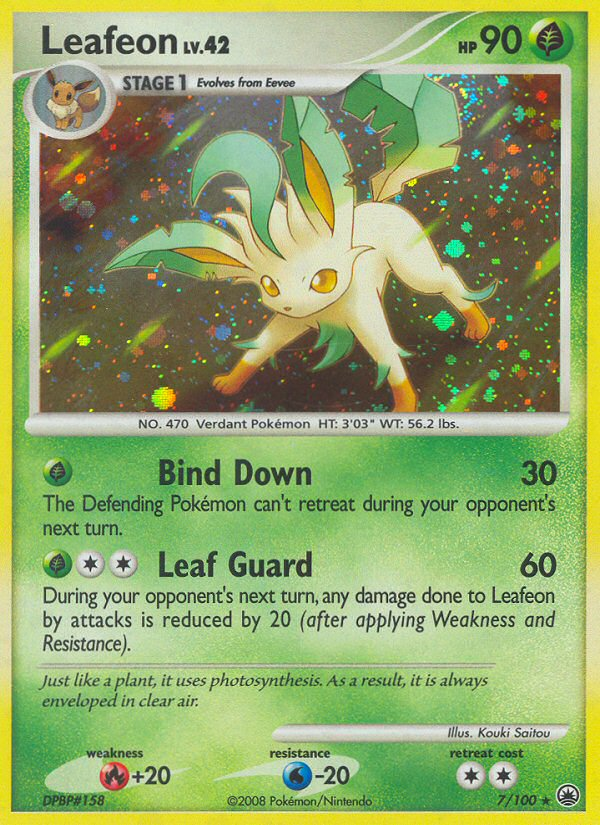 Leafeon 7/100 Pokémon Majestic Dawn (2008) English card — catalogue reference