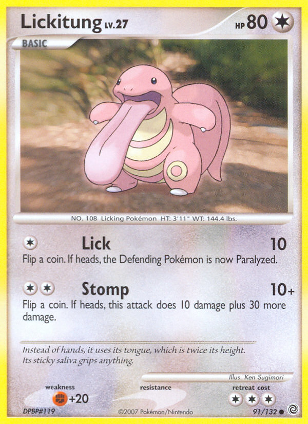 Lickitung 91/132 Pokémon Secret Wonders (2007) English card — catalogue reference
