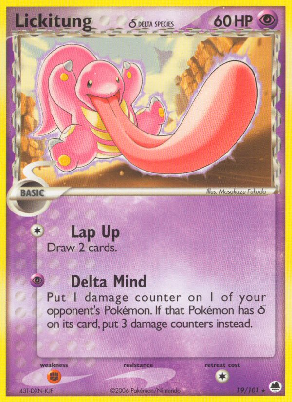 Lickitung δ 19/101 Pokémon EX Dragon Frontiers (2006) English card — catalogue reference